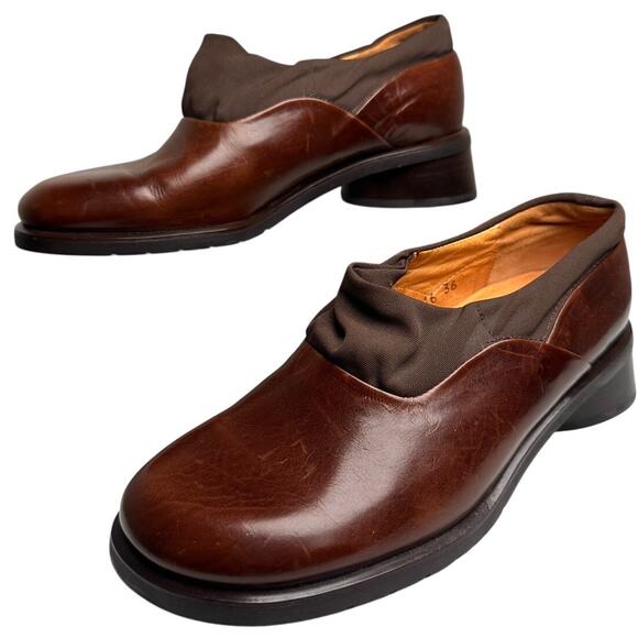 Think! Shoes Womens 6 Sz 36 Brown Leather Slip On Clogs Loafers Comfort Career - Picture 12 of 16